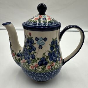 Tall Ceramic Coffee Pot Tea Ukrainian Ornament Traditional Vintage Style 0.7L